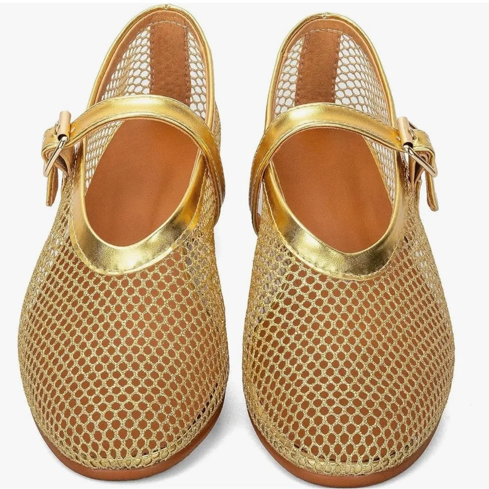 Arqa Buckled Straps Golf Mesh Mary Jane Flat Casual Low Heels Size 11 New - Picture 6 of 7